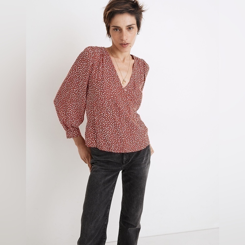 Madewell Kinston Side Button Wrap Blouse Top Small